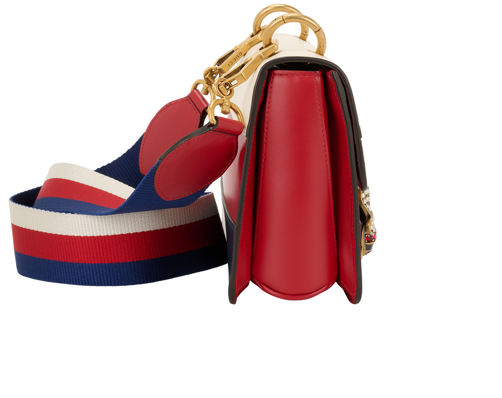 Queen Margaret, &pound;750, Handbags, Blue/Red/White, Leather, Side view